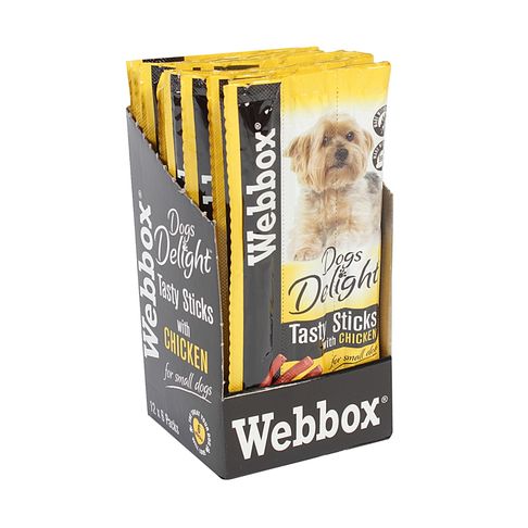 72 x Webbox Chewy Dogs Delight Tasty Dog Sticks Chicken