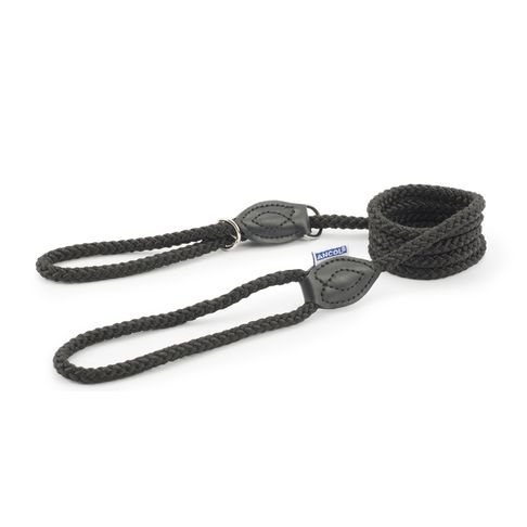 Ancol Heritage Rope Slip &amp; Control Lead Combination Black 12mm X1m