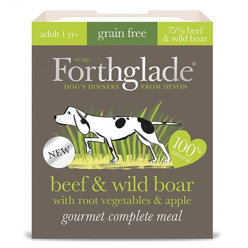 7 x 395g Forthglade Gourmet Grain Free Beef &amp; Wild Boar W/root Vegetables &amp; Apple