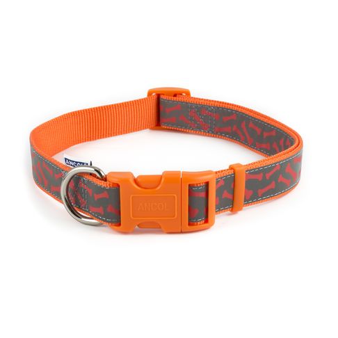 Ancol Fashion Orange Bone Nylon Adjustable Dog Collar
