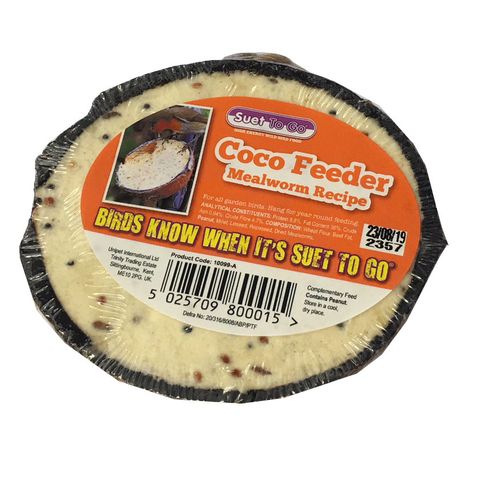 Suet To Go Mealworm Half Coconut Bird Feeder