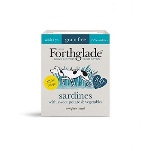 18 x Forthglade Complete Meal Gluten Free Dog Food Adult Sardines Wth Sweet Potato &amp; Veg 395g