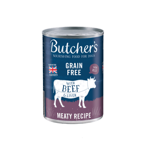 12 x 400g Butcher's Meaty Recipe Grain Free Beef &amp; Liver Dog Food
