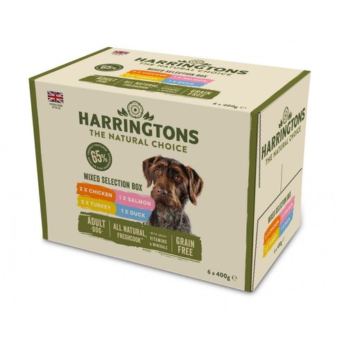 6 x 400g Harringtons Dog Food Wet Mixed Flavour Trays