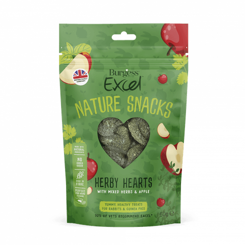 Burgess Excel Nature Snacks Herby Hearts With Mixed Herbs &amp; Apple 60g