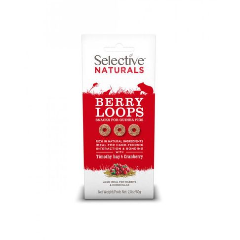 4 x Science Selective Naturals Berry Loops With Timothy Hay &amp; Cranberry 80g