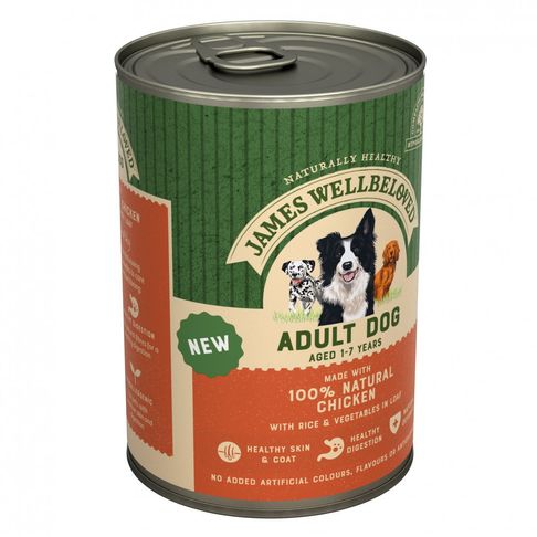 12 x James Wellbeloved Adult Dog Can Chicken &amp; Rice In Loaf 400g