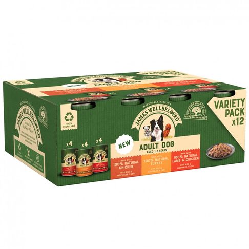 12 x James Wellbeloved Adult Dog Can Grain Free Turkey Lamb &amp; Chicken In Loaf 400g