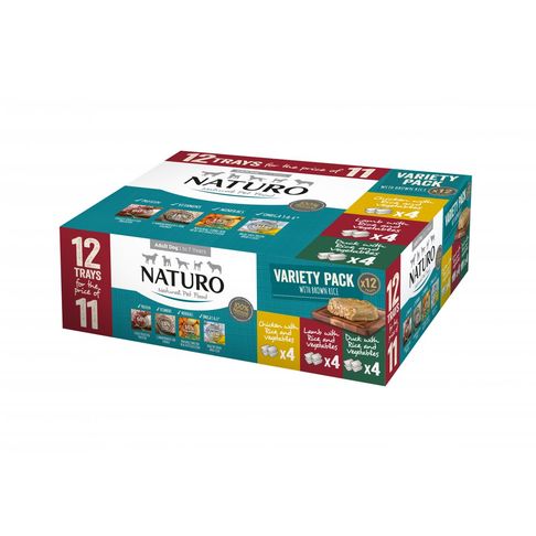 12 x Naturo Adult Dog With Rice Mixed Selection Variety Pack 400g