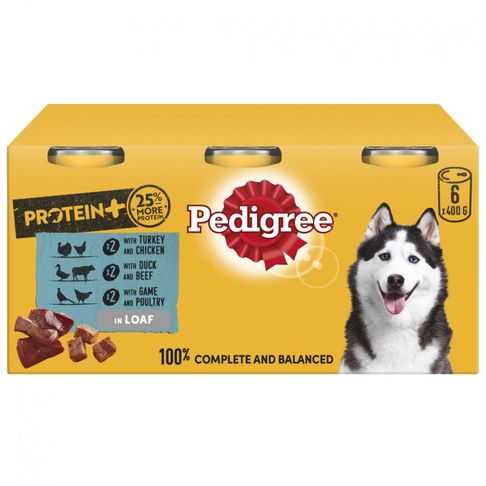 Pedigree Protein Plus Dog Food Tins Mixed Selection In Loaf